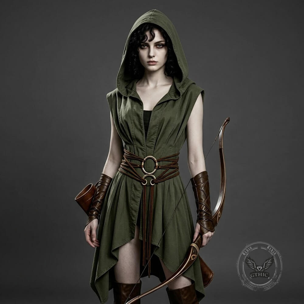Medieval Sleeveless Hooded Viking Tunic Costume | Gthic.com