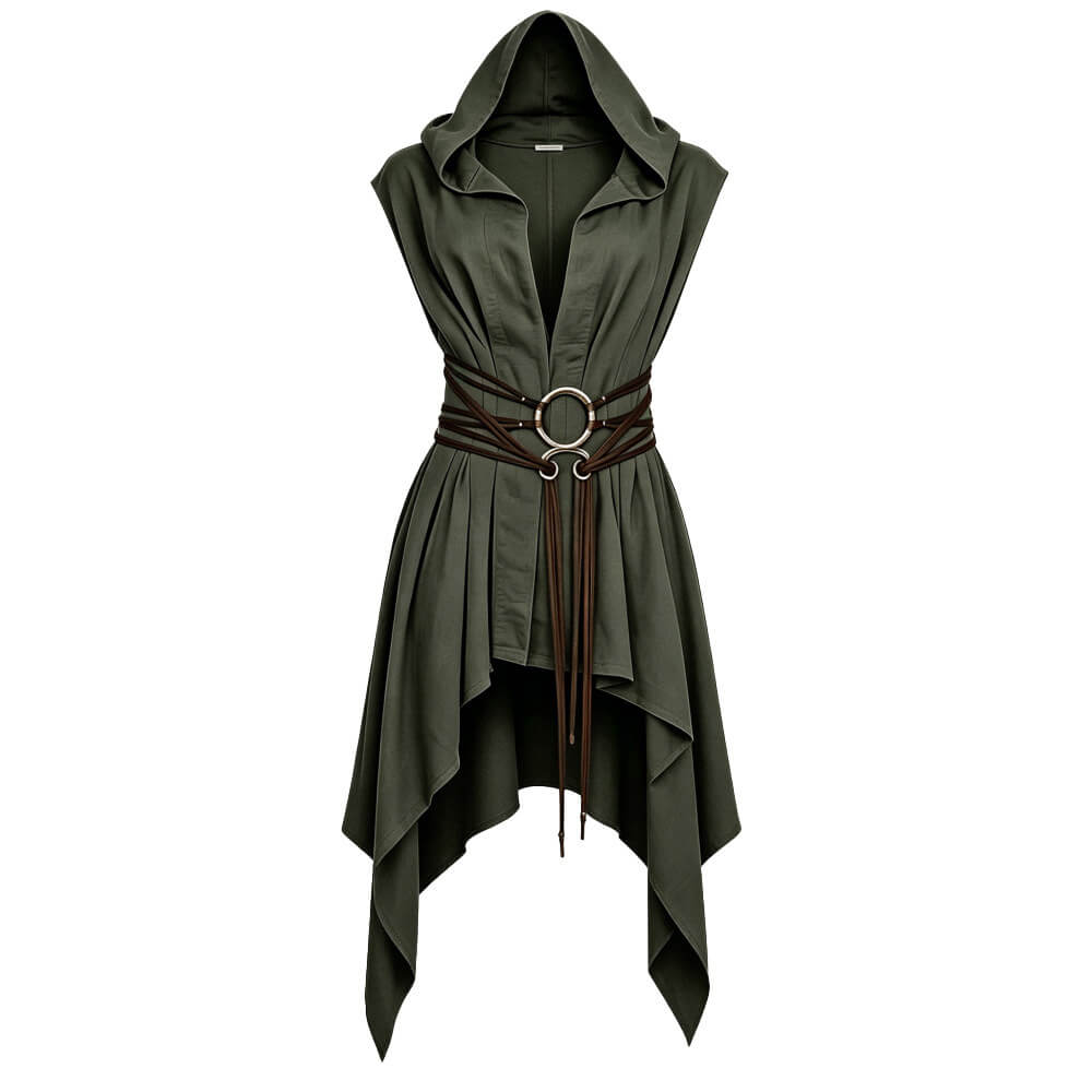 Medieval Sleeveless Hooded Viking Tunic Costume | Gthic.com