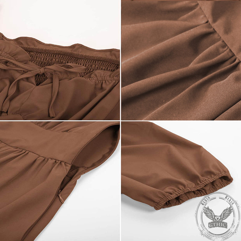 Medieval Solid Color Irregular Short Sleeve Dress | Gthic.com