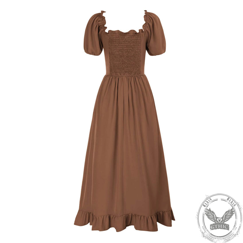 Medieval Solid Color Irregular Short Sleeve Dress | Gthic.com