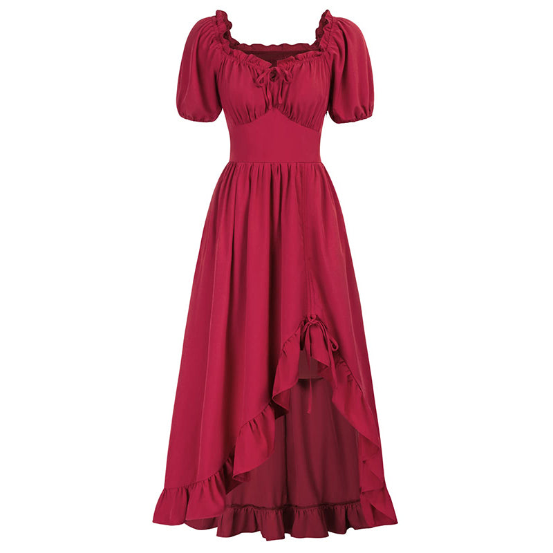 Medieval Solid Color Irregular Short Sleeve Dress | Gthic.com