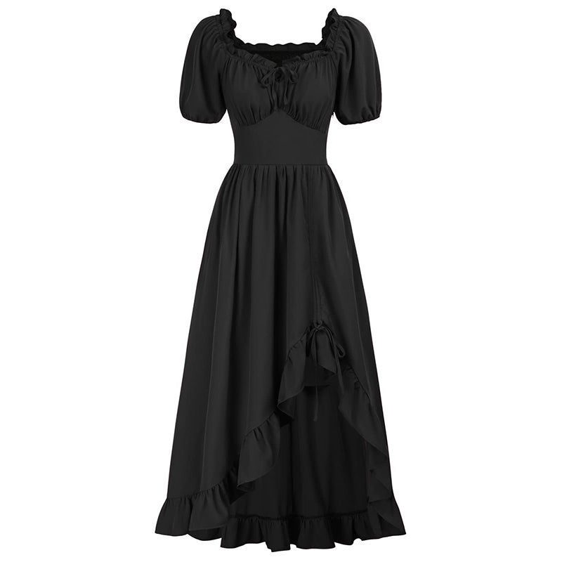 Medieval Solid Color Irregular Short Sleeve Dress | Gthic.com