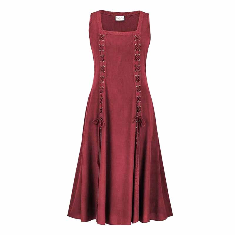 Medieval Solid Square Neck Lace-Up Sleeveless Dress 02 | Gthic.com