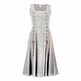 Medieval Solid Square Neck Lace-Up Sleeveless Dress 03 | Gthic.com