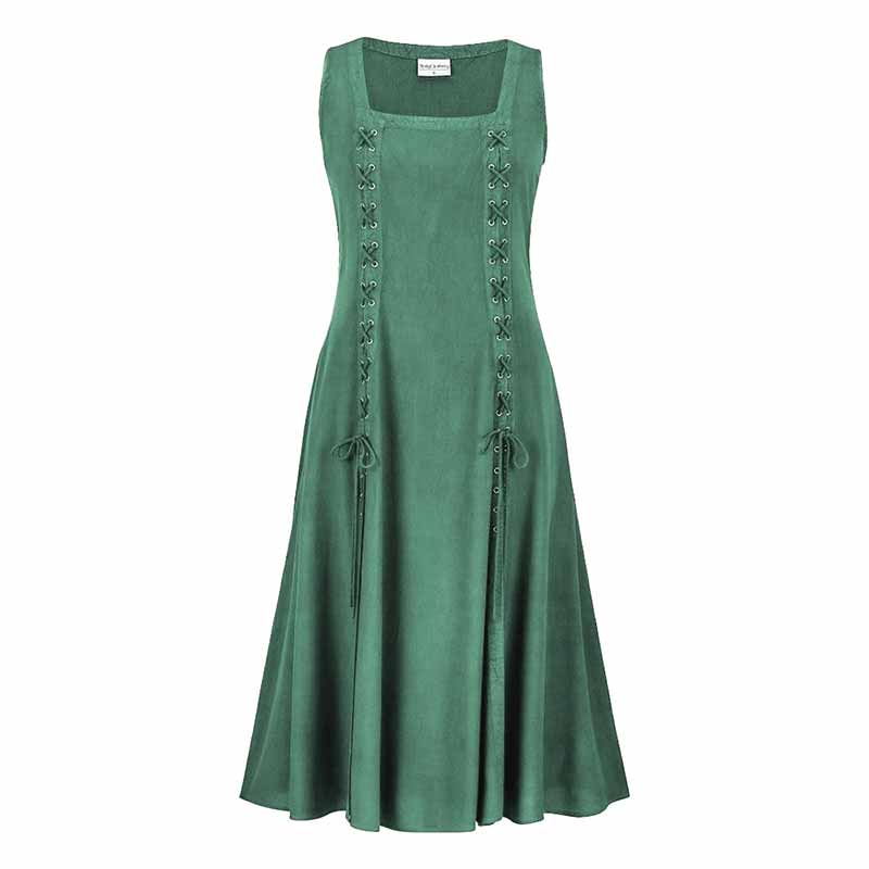 Medieval Solid Square Neck Lace-Up Sleeveless Dress
