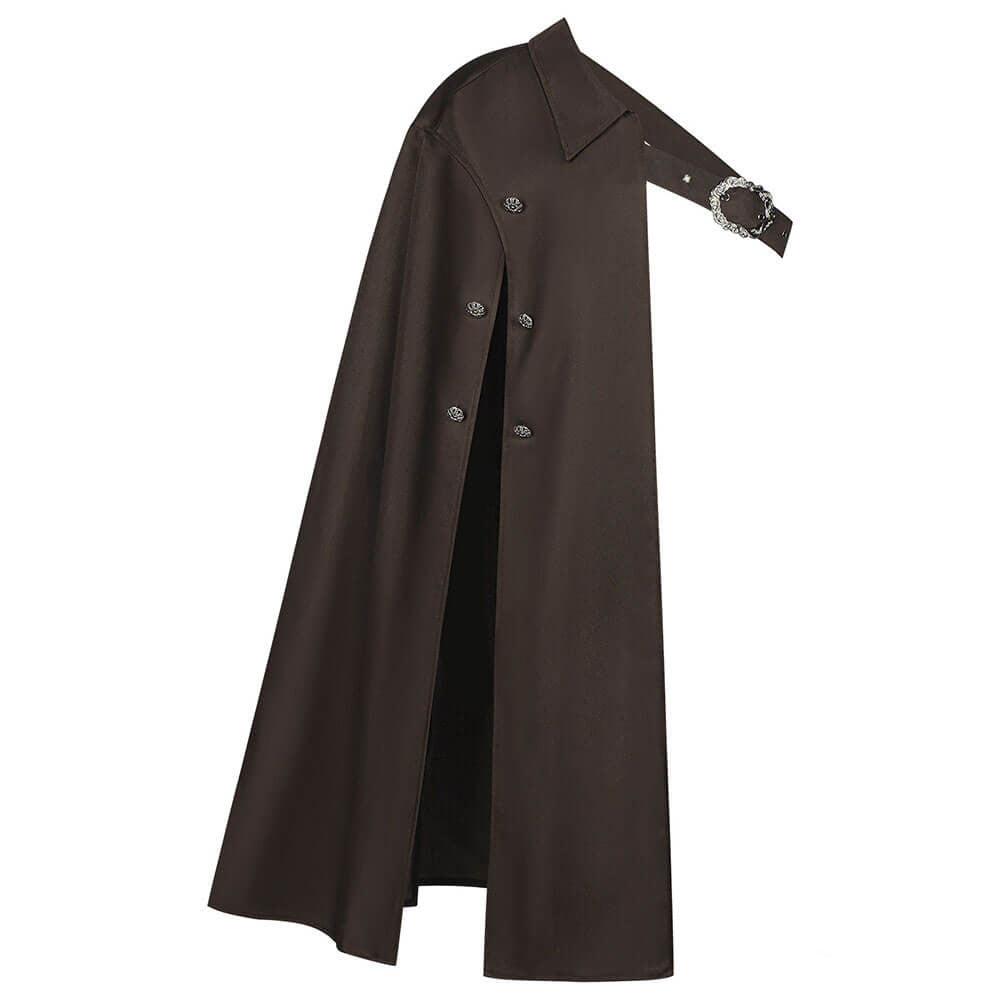 Medieval Steampunk Long One-Shoulder Cloak