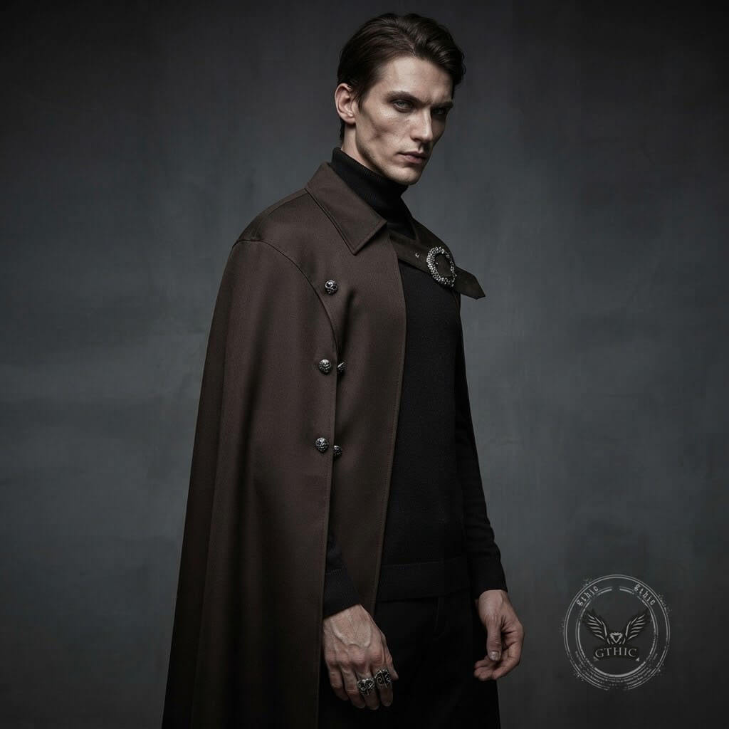 Medieval Steampunk Long One-Shoulder Cloak | Gthic.com
