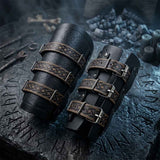Medieval Three-Strap PU Leather Knight Bracers | Gthic.com