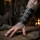 Medieval Three-Strap PU Leather Knight Bracers | Gthic.com