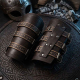 Medieval Three-Strap PU Leather Knight Bracers | Gthic.com
