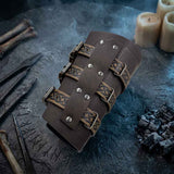 Medieval Three-Strap PU Leather Knight Bracers