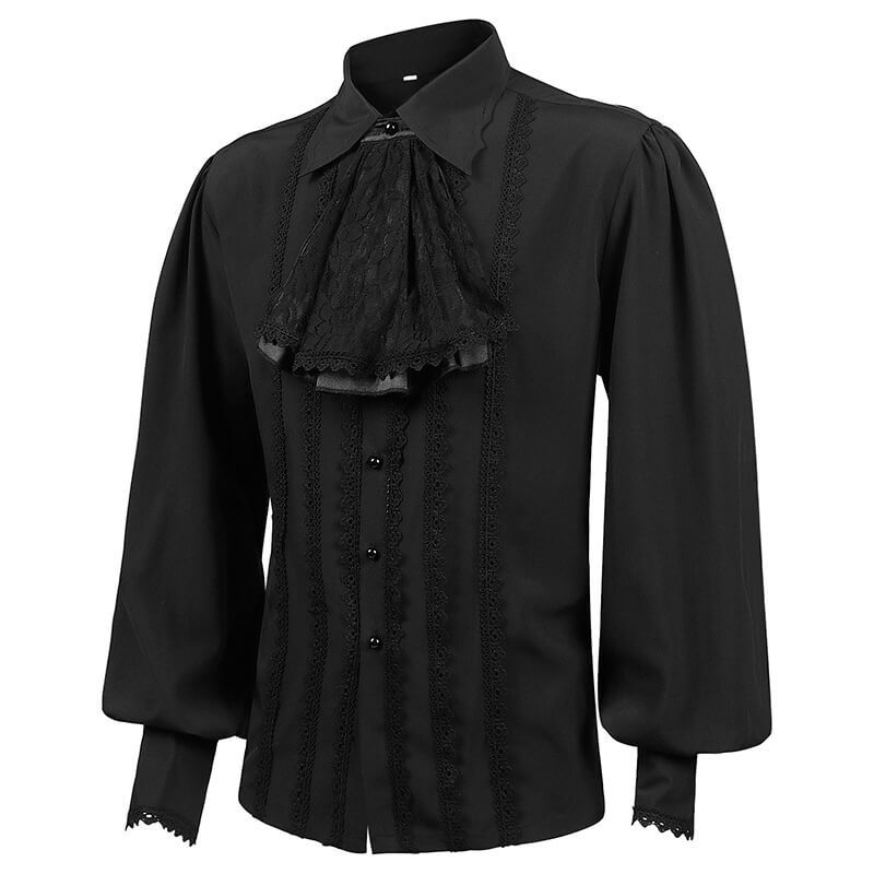 Medieval Victorian Lace Trim Pleated Shirt | Gthic.com