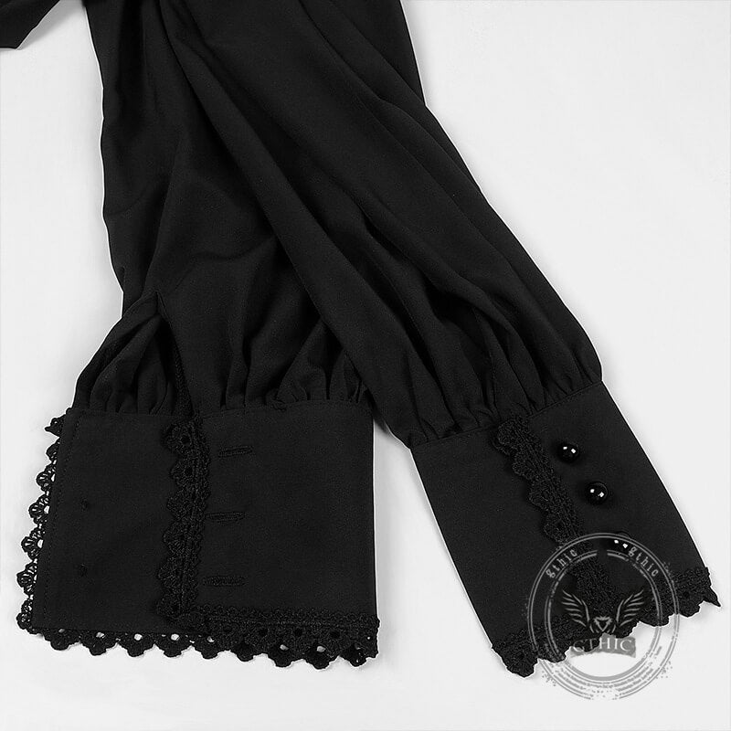 Medieval Victorian Lace Trim Pleated Shirt | Gthic.com