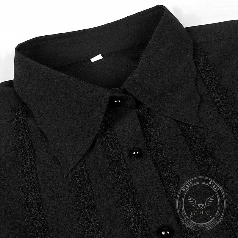 Medieval Victorian Lace Trim Pleated Shirt | Gthic.com