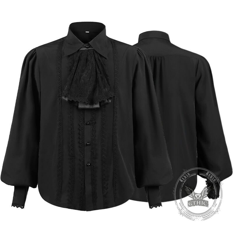 Medieval Victorian Lace Trim Pleated Shirt | Gthic.com