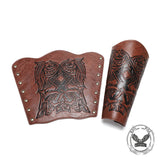 Medieval Viking Embossed PU Leather Bracers