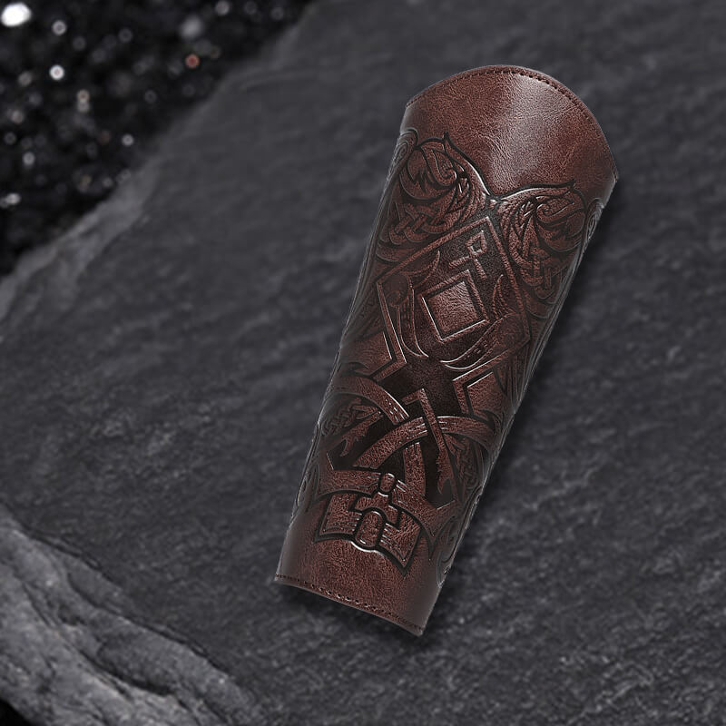 Medieval Viking Embossed PU Leather Bracers