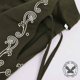 Medieval Viking Embroidered V-Neck Drawstring Shirt