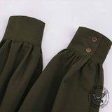 Medieval Viking Embroidered V-Neck Drawstring Shirt