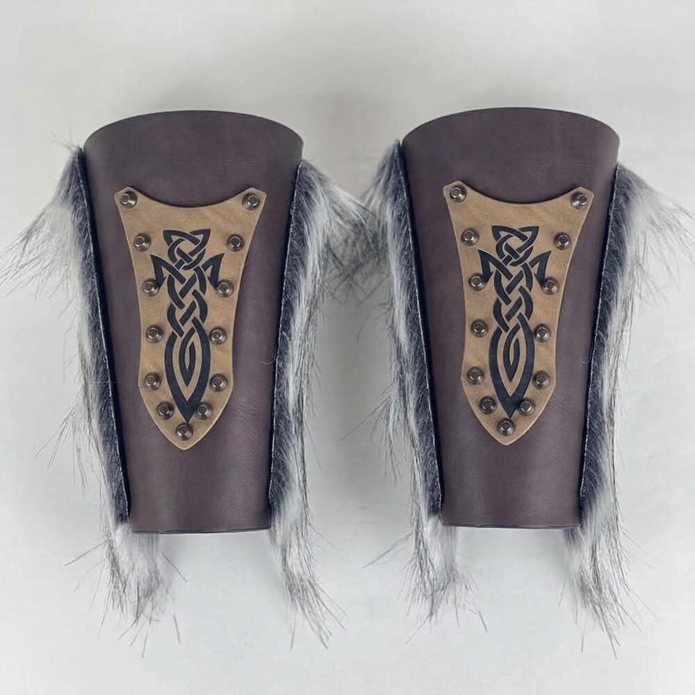 Medieval Viking Warrior Fur-Patchwork Bracers | Gthic.com