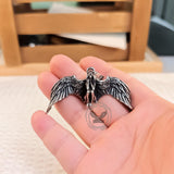 Meditating Fallen Angel Stainless Steel Pendant
