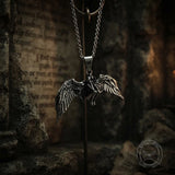 Meditating Fallen Angel Stainless Steel Pendant