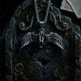 Meditating Fallen Angel Stainless Steel Pendant | Gthic.com