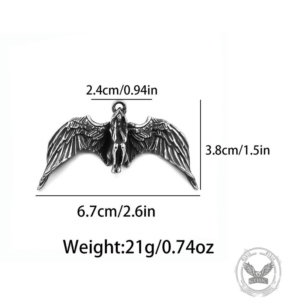 Meditating Fallen Angel Stainless Steel Pendant
