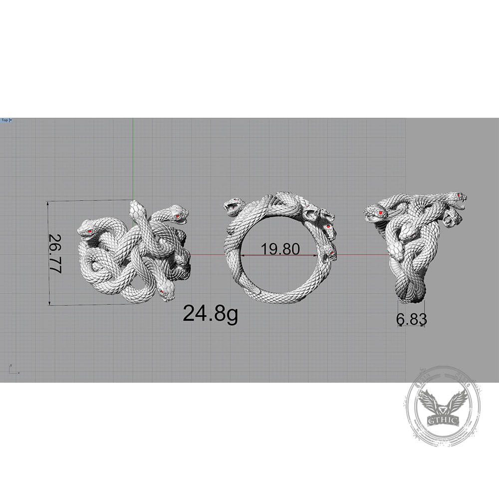 Medusa Snake Sterling Silver Gothic Ring