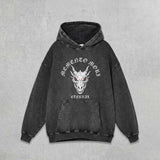 Memento Mori Dragon Skull Vintage Washed Hoodie | Gthic.com