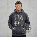 Memento Mori Frog Skeleton Mushroom Vintage Washed Hoodie | Gthic.com