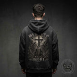 Memento Mori Knight Cross Vintage Washed Hoodie | Gthic.com