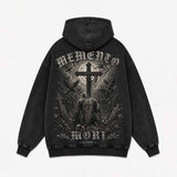 Memento Mori Knight Cross Vintage Washed Hoodie | Gthic.com