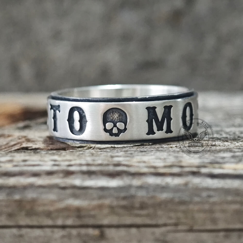 Memento Mori Letters Skull Sterling Silver Ring