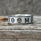 Memento Mori Letters Skull Sterling Silver Ring