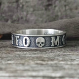 Memento Mori Letters Skull Sterling Silver Ring | Gthic.com