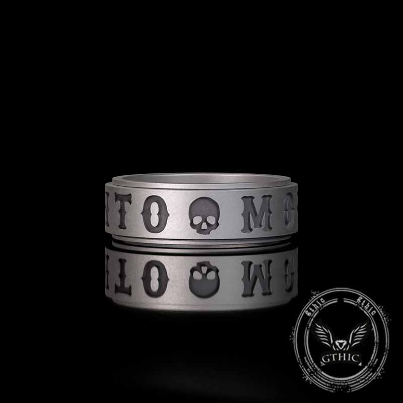 Memento Mori Letters Skull Sterling Silver Ring