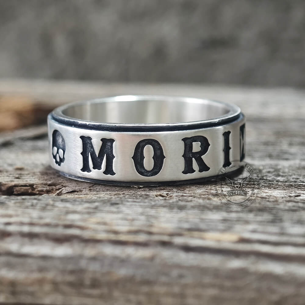 Memento Mori Letters Skull Sterling Silver Ring