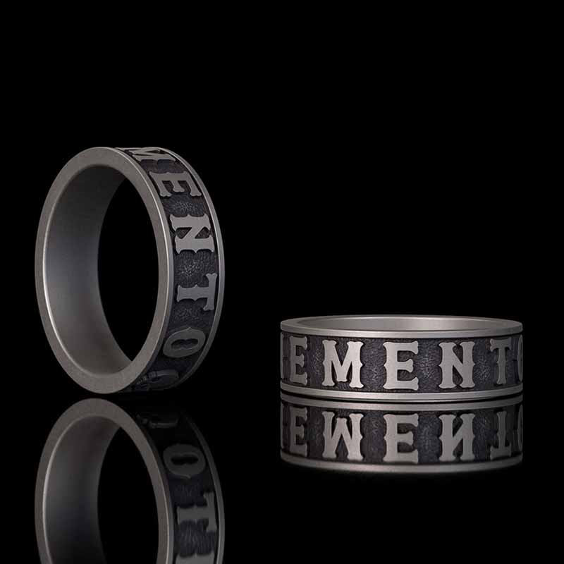 Memento Mori Letters Skull Sterling Silver Ring 02 | Gthic.com