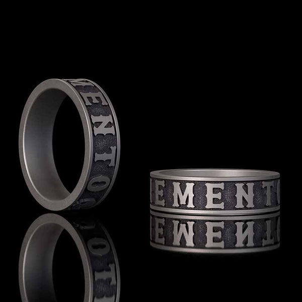 Memento Mori Letters Skull Sterling Silver Ring 02 | Gthic.com