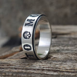 Memento Mori Letters Skull Sterling Silver Ring