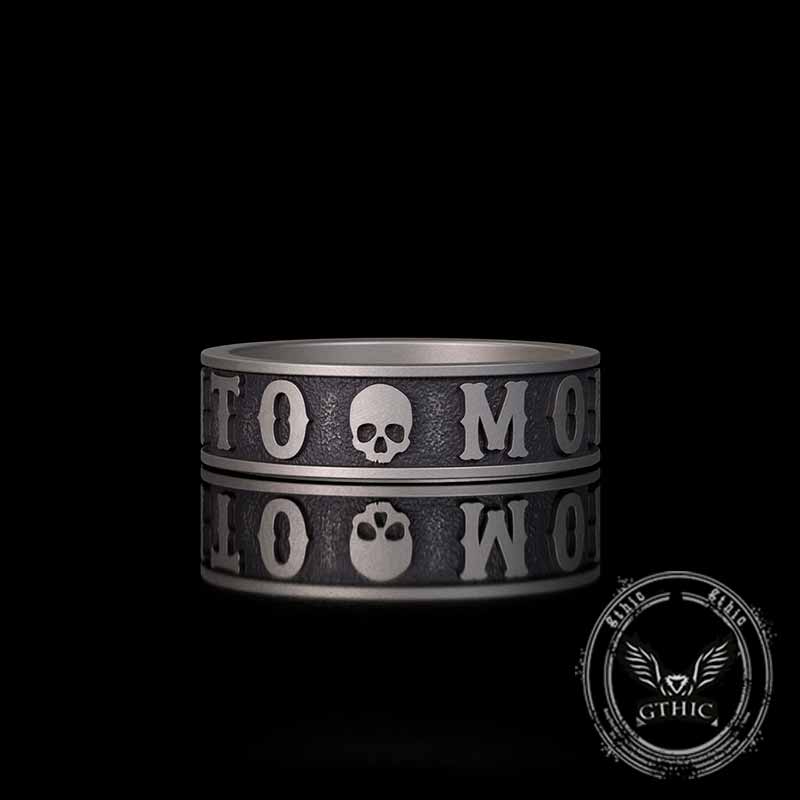 Memento Mori Letters Skull Sterling Silver Ring