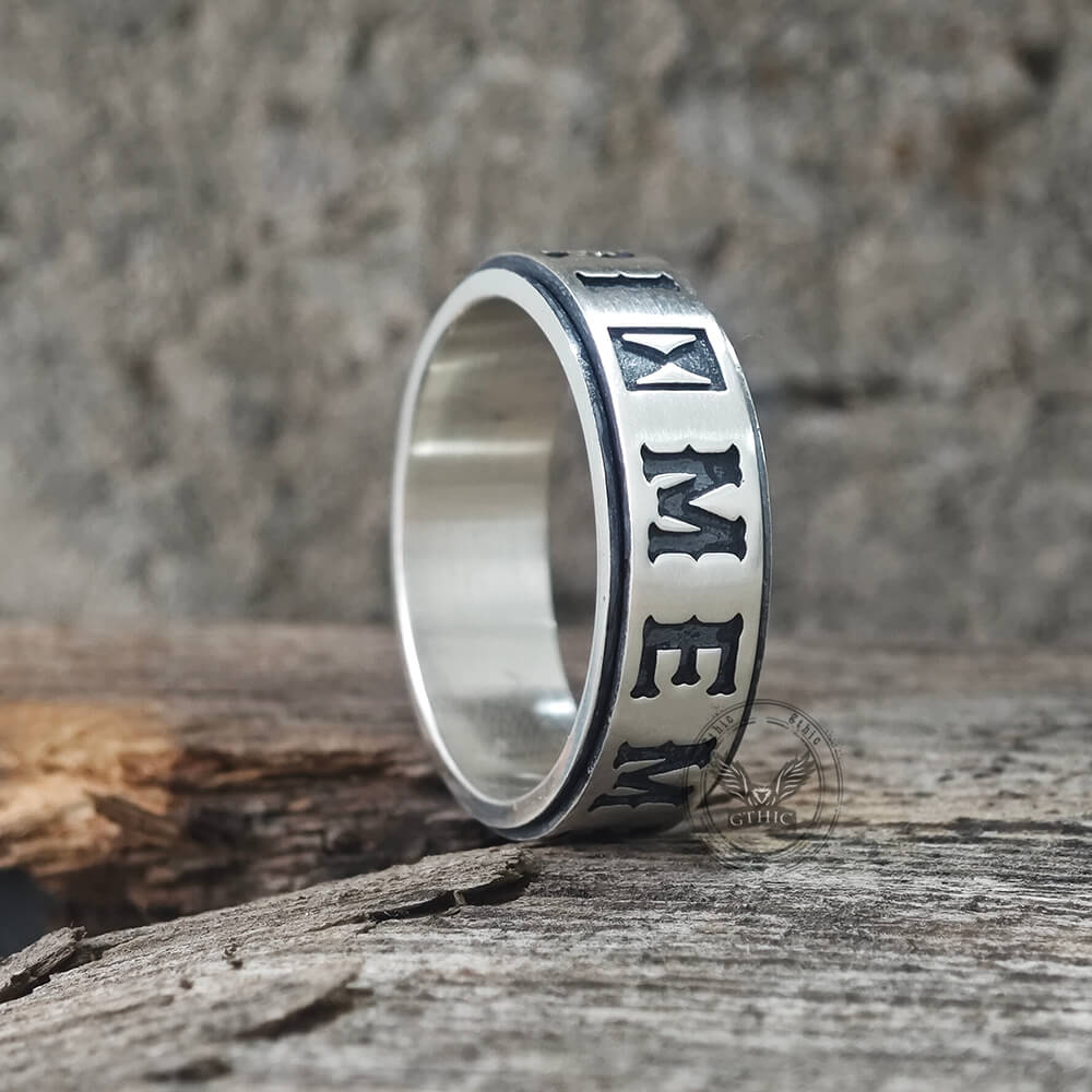 Memento Mori Letters Skull Sterling Silver Ring