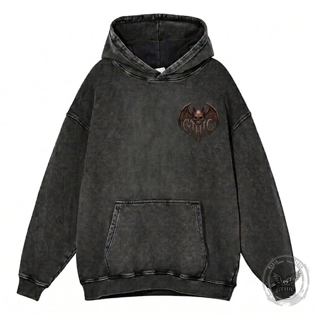 Memento Mori Meditating Skeleton Vintage Washed Hoodie | Gthic.com