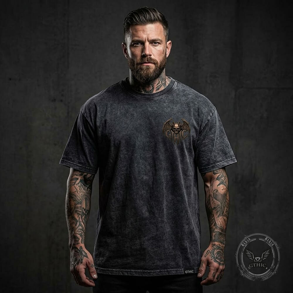 Memento Mori Meditating Skeleton Vintage Washed T-shirt | Gthic.com