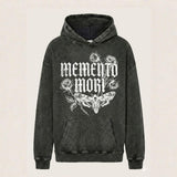 Memento Mori Rose Moth Vintage Washed Hoodie | Gthic.com