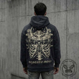 Memento Mori Skull Moth Cross Vintage Washed Hoodie | Gthic.com
