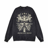 Memento Mori Skull Moth Cross Vintage Washed Sweatshirt
