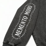 Memento Mori Skull Rose Gothic Vintage Washed Hoodie | Gthic.com