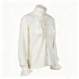 Men's Medieval Gothic Ruffled Stand Collar Long Sleeve Shirt